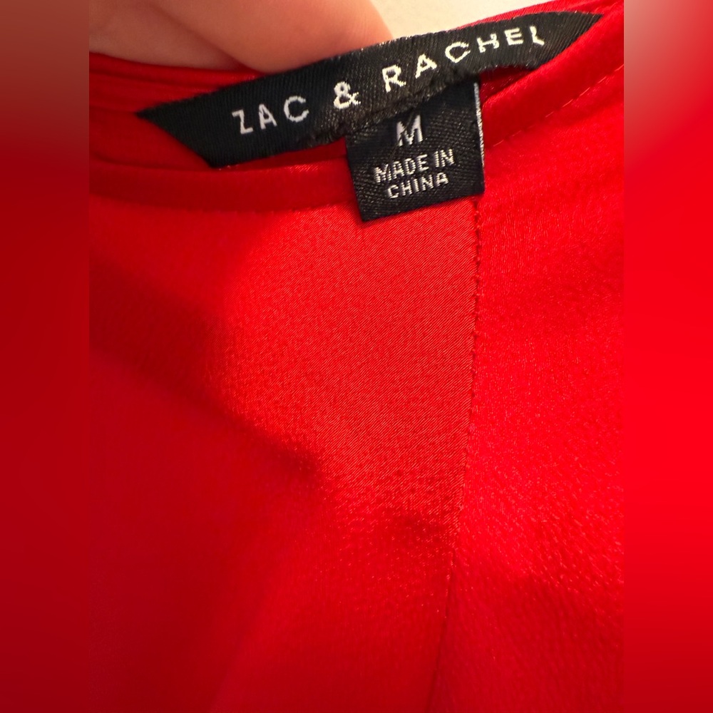 NWT Zac & Rachel Red Tie Front 3/4 Sleeve Blouse - Size M - Picture 9 of 13